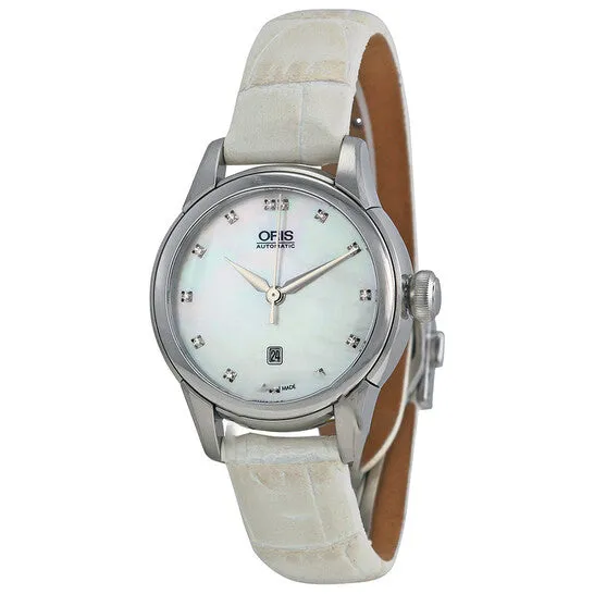 Watches JMS always Original Oris Artelier Date Automatic White Mother Of Pearl Diamond Dial Ladies Watch 56176874091LS
