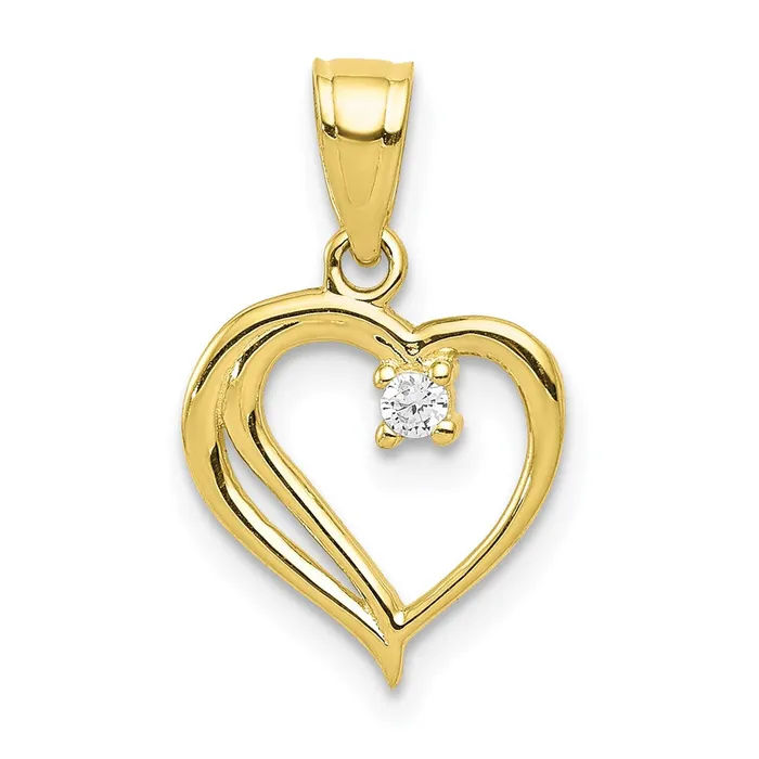 10k CZ Heart Pendant TreasureFineJewelers Necklaces