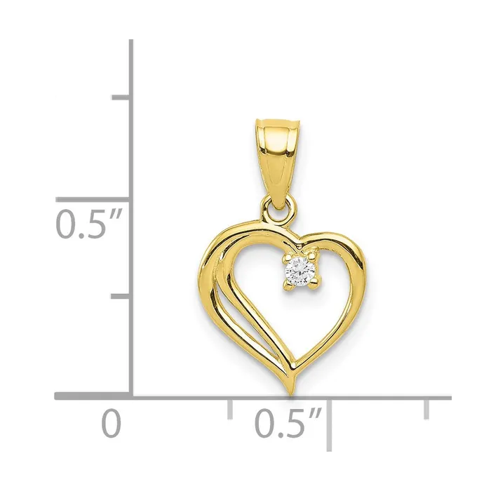 10k CZ Heart Pendant TreasureFineJewelers Necklaces