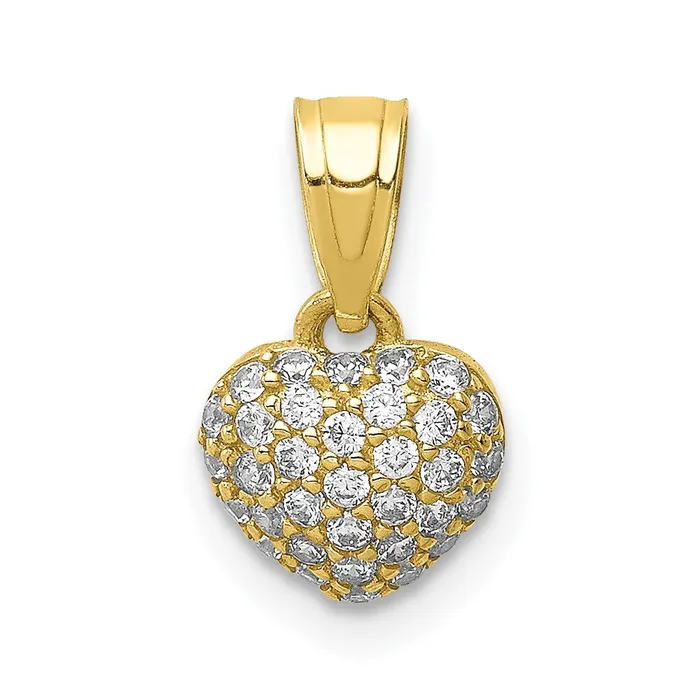 10K CZ Micro Pave Heart Pendant TreasureFineJewelers Necklaces