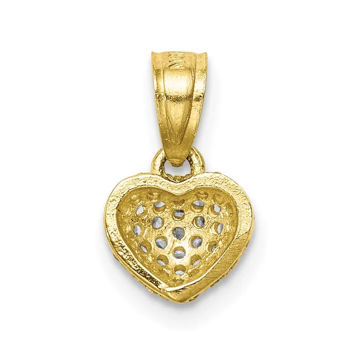 10K CZ Micro Pave Heart Pendant TreasureFineJewelers Necklaces