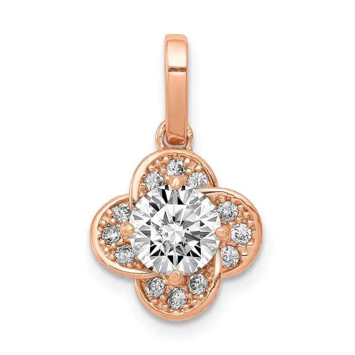 10K Tiara Collection Rose Gold Polished CZ Pendant TreasureFineJewelers Necklaces