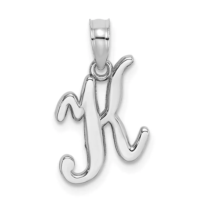 10K White Gold Polished K Script Initial Charm TreasureFineJewelers Charm Necklaces 10K White Gold Polished K Script Initial Charm TreasureFineJewelers Charm Necklaces