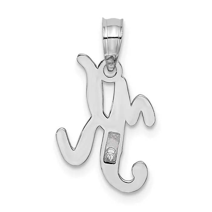 10K White Gold Polished K Script Initial Charm TreasureFineJewelers Charm Necklaces