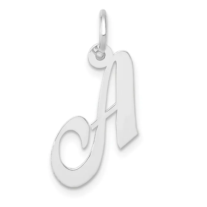 10k White Gold Small Fancy Script Initial A Charm TreasureFineJewelers Charm Necklaces