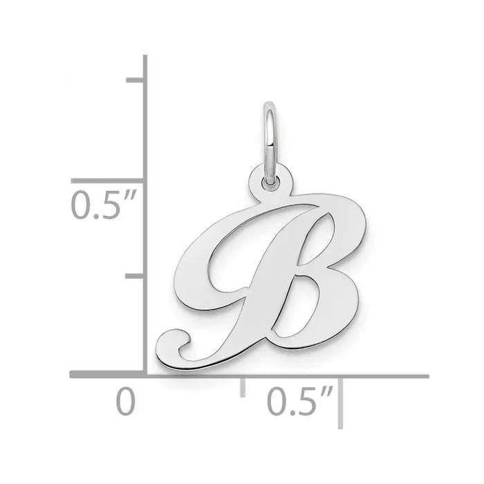 10k White Gold Small Fancy Script Initial B Charm TreasureFineJewelers Charm Necklaces