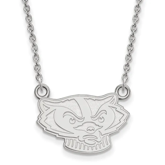 10K White Gold University of Wisconsin Small Pendant with Necklace TreasureFineJewelers Necklaces 10K White Gold University of Wisconsin Small Pendant with Necklace TreasureFineJewelers Necklaces