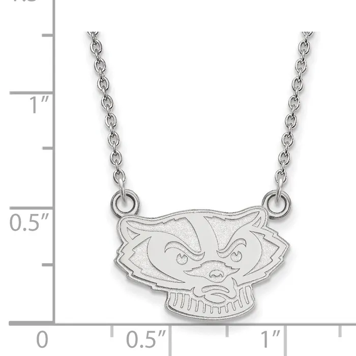 10K White Gold University of Wisconsin Small Pendant with Necklace TreasureFineJewelers Necklaces