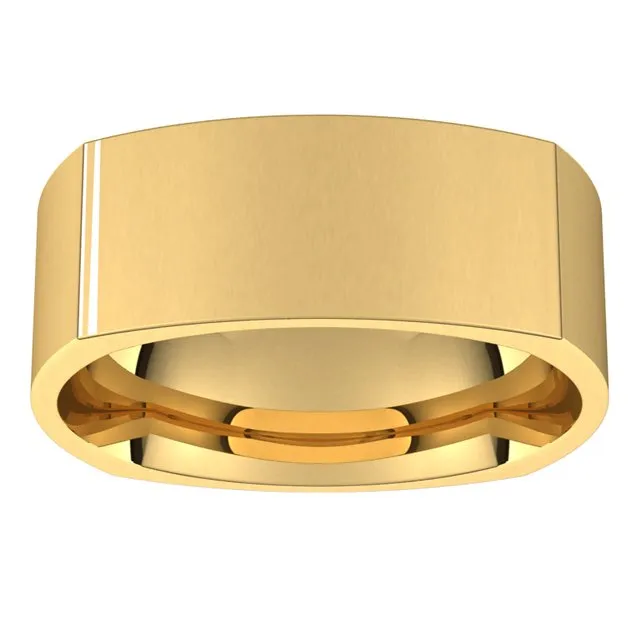10K Yellow Gold 8 mm Square Comfort Fit Wedding Band TreasureFineJewelers Rings