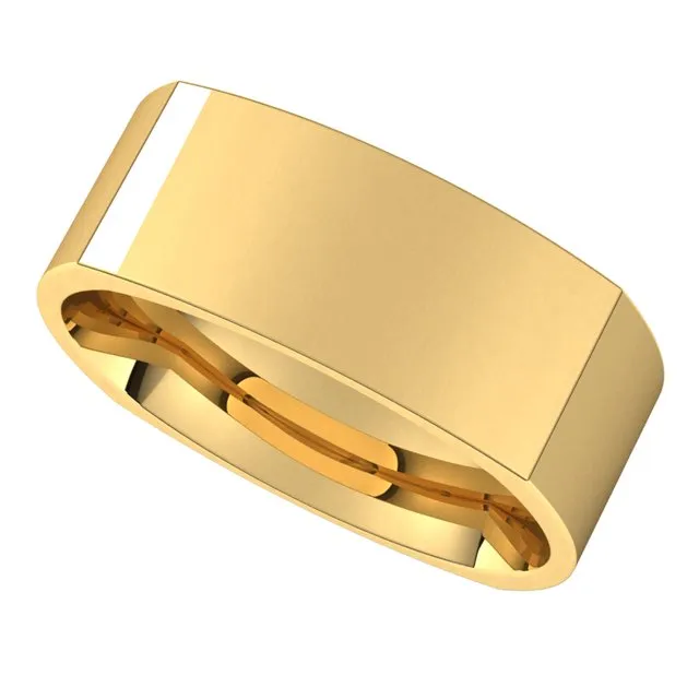 10K Yellow Gold 8 mm Square Comfort Fit Wedding Band TreasureFineJewelers Rings