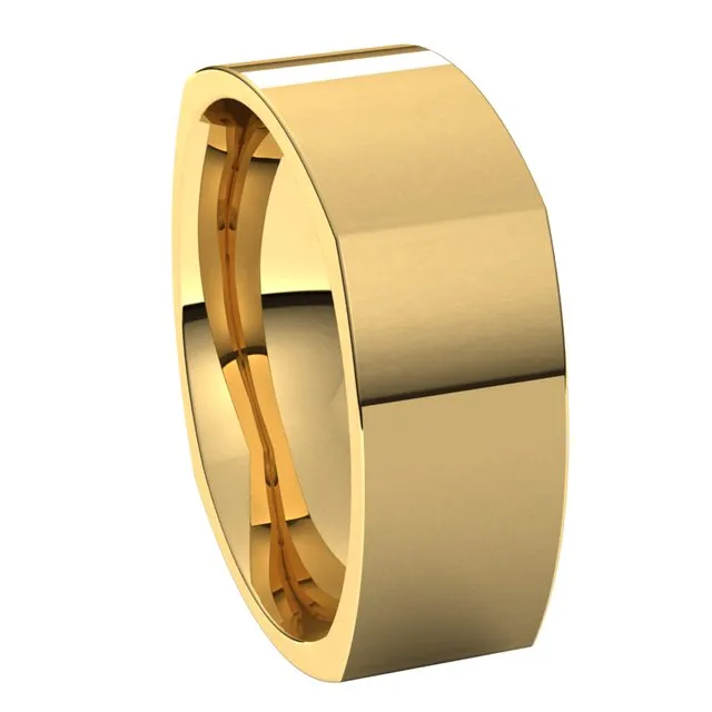 10K Yellow Gold 8 mm Square Comfort Fit Wedding Band TreasureFineJewelers Rings