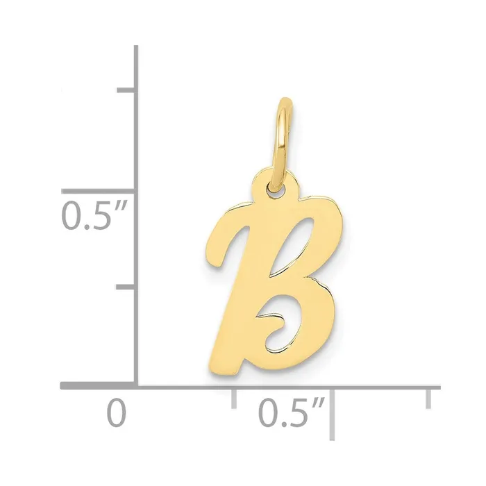 10k Yellow Gold Small Script Initial B Charm TreasureFineJewelers Charm Necklaces