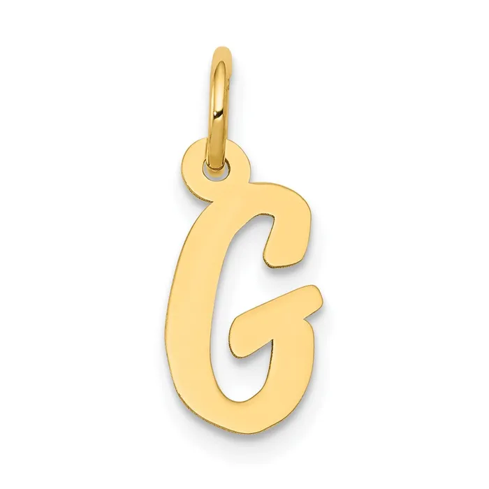 10k Yellow Gold Small Script Initial G Charm TreasureFineJewelers Charm Necklaces