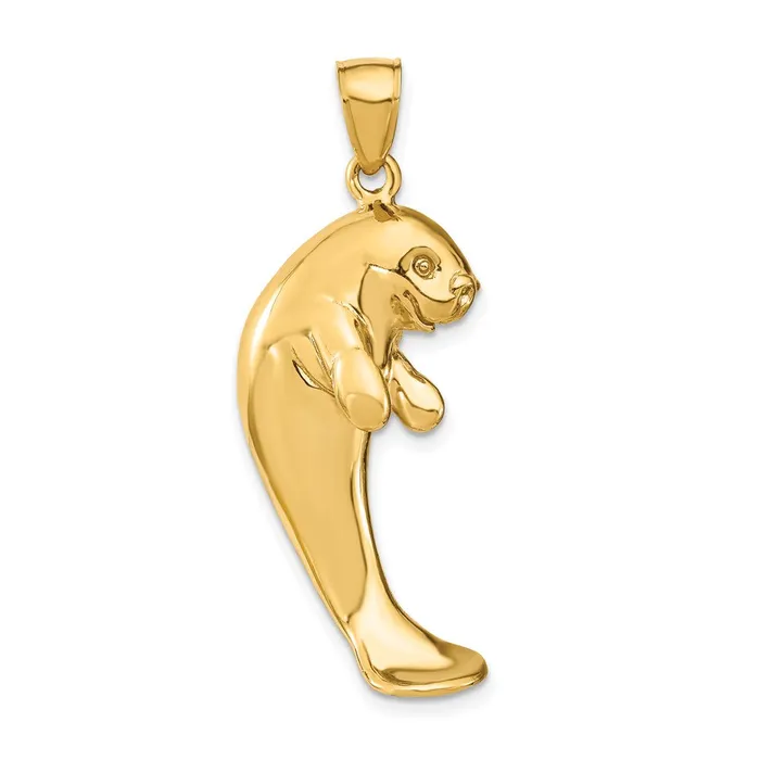 14K 2D Polished Single Manatee Charm TreasureFineJewelers Charm Necklaces 14K 2D Polished Single Manatee Charm TreasureFineJewelers Charm Necklaces