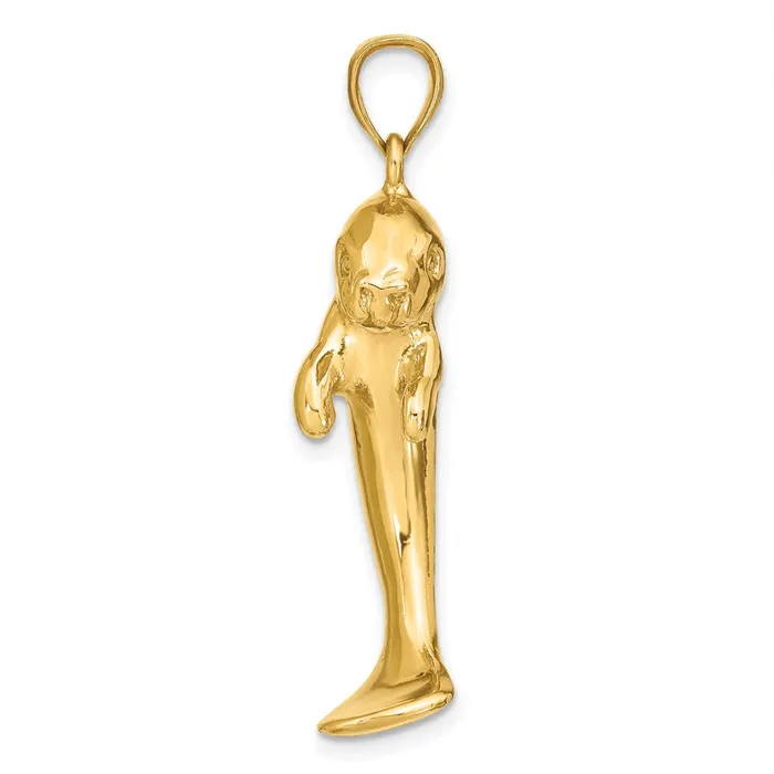 14K 2D Polished Single Manatee Charm TreasureFineJewelers Charm Necklaces