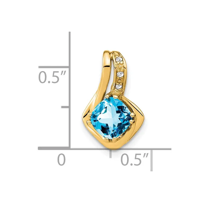 14k Blue Topaz and Diamond Chain Slide Pendant TreasureFineJewelers Necklaces
