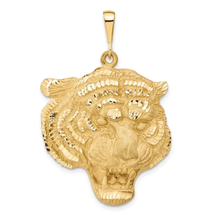 14k Diamondcut Tigers Head Pendant TreasureFineJewelers Necklaces