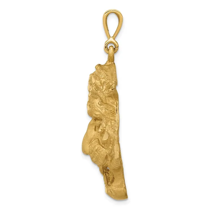14k Diamondcut Tigers Head Pendant TreasureFineJewelers Necklaces