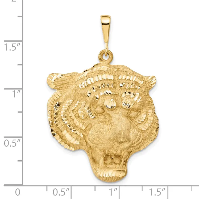 14k Diamondcut Tigers Head Pendant TreasureFineJewelers Necklaces