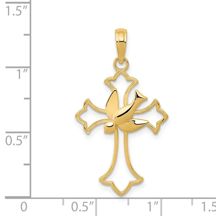 14k Dove Cross Pendant TreasureFineJewelers Necklaces
