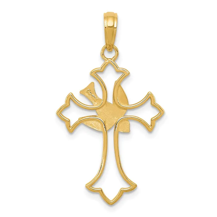 14k Dove Cross Pendant TreasureFineJewelers Necklaces