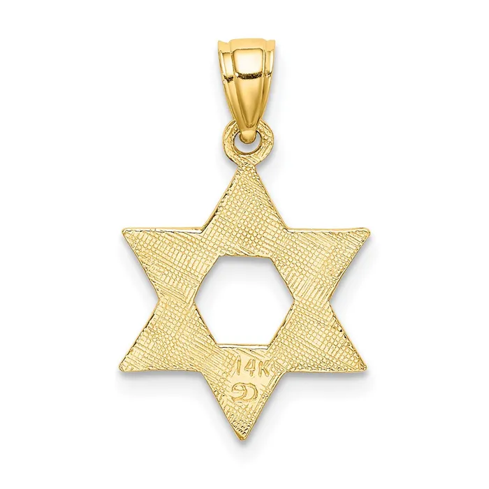14K Engraved Swirls Star Of David Charm TreasureFineJewelers Charm Necklaces