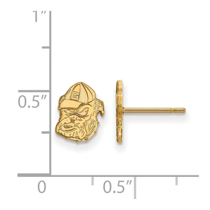 14k Gold University of Georgia Bulldog Extra Small Post Earrings TreasureFineJewelers Earrings