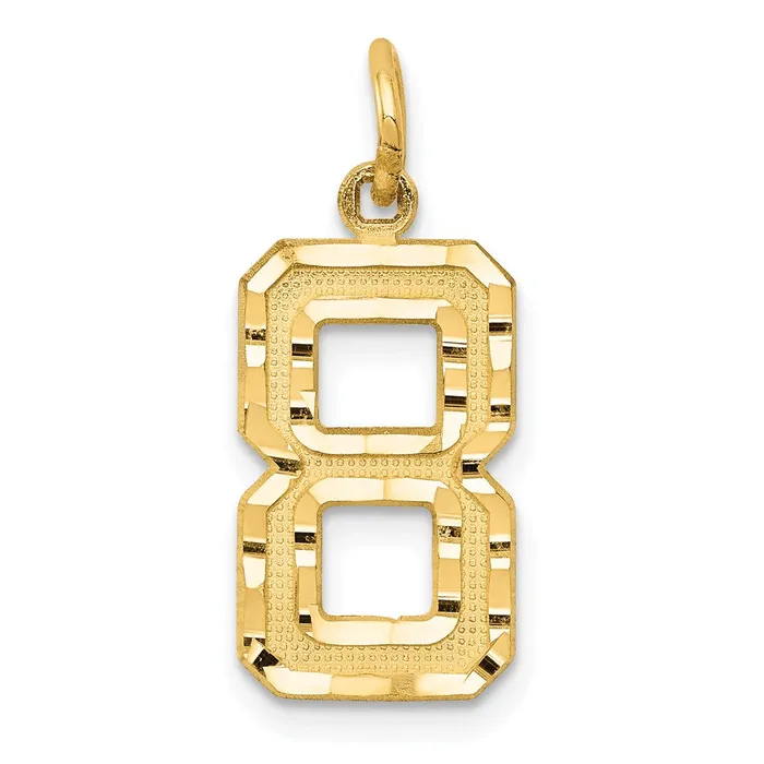 14k Medium Diamondcut Number 8 Charm TreasureFineJewelers Charm Necklaces