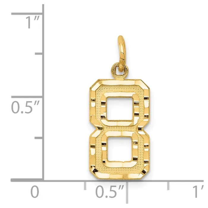 14k Medium Diamondcut Number 8 Charm TreasureFineJewelers Charm Necklaces