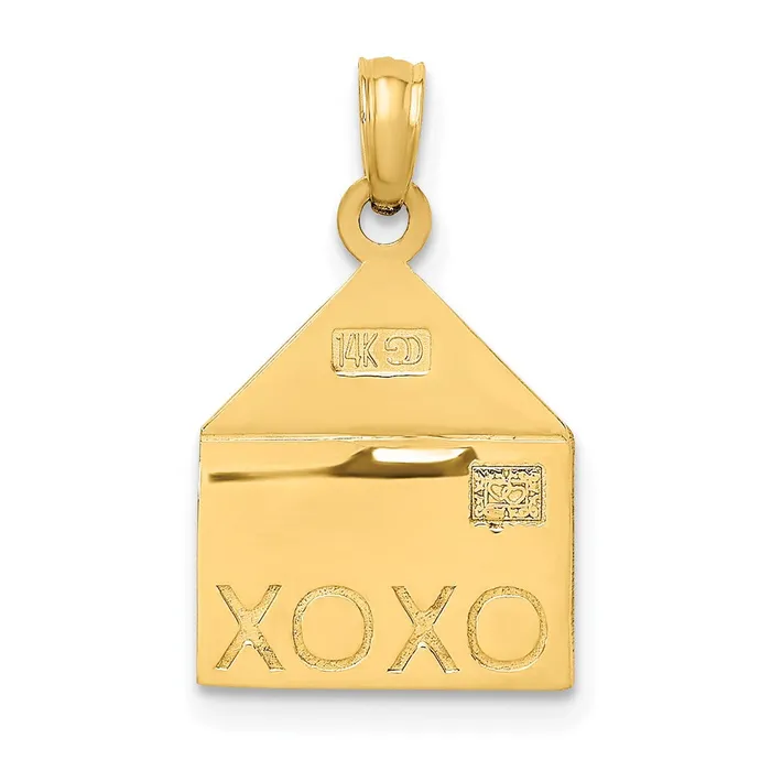 14k Rose and Yellow Gold 3D XOXO Envelope Heart Charm TreasureFineJewelers Charm Necklaces
