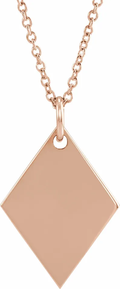 14K Rose Gold Engravable DiamondShaped 1618 Necklace TreasureFineJewelers Necklaces 14K Rose Gold Engravable DiamondShaped 1618 Necklace TreasureFineJewelers Necklaces