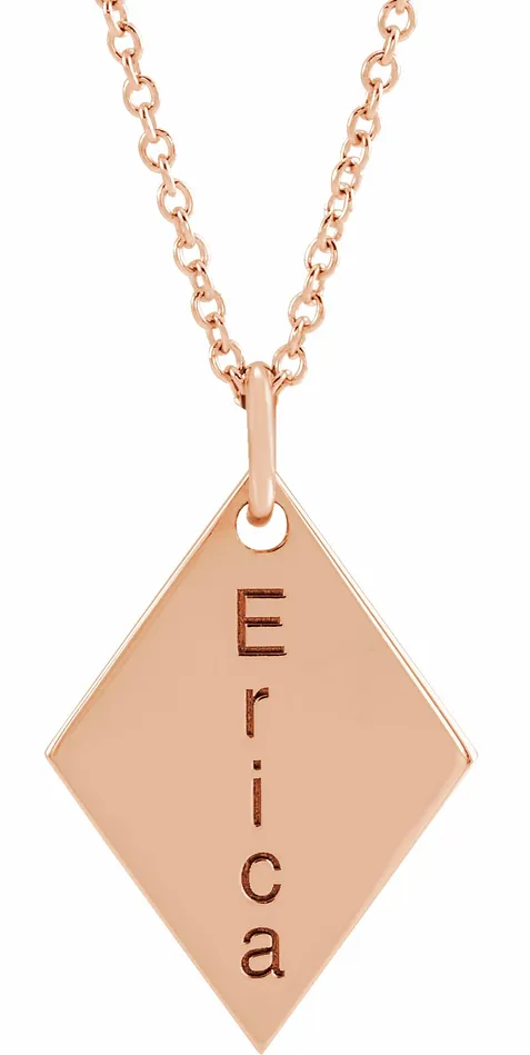 14K Rose Gold Engravable DiamondShaped 1618 Necklace TreasureFineJewelers Necklaces