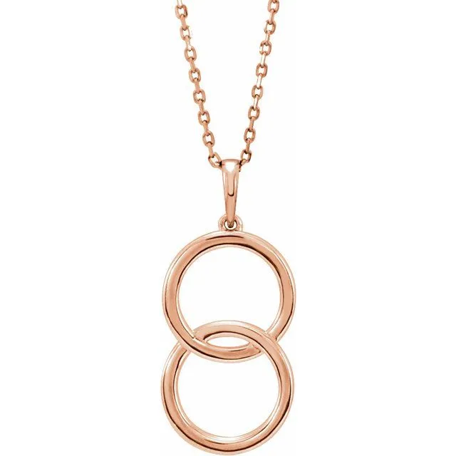 14K Rose Interlocking Circle 18 Necklace TreasureFineJewelers Necklaces