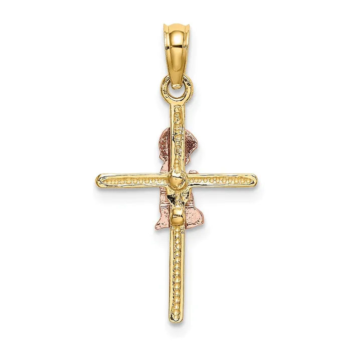 14K TwoTone 2D Boy On Cross Charm TreasureFineJewelers Charm Necklaces