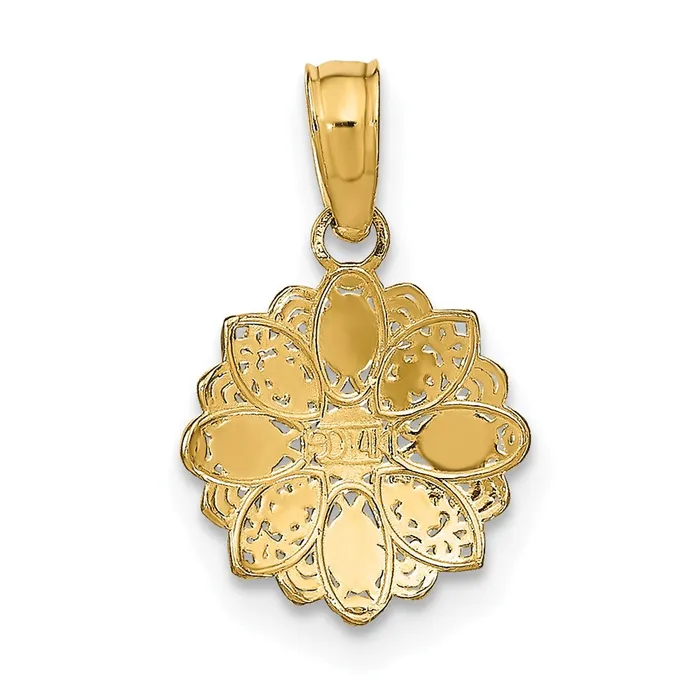14K wRhodium and DC Mini Filigree Flower Charm TreasureFineJewelers Charm Necklaces