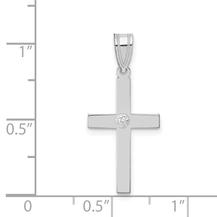 14k White Gold 01ct Diamond Cross Pendant TreasureFineJewelers Necklaces
