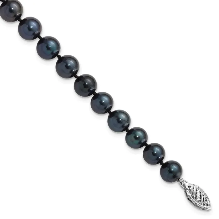 14k White Gold 78mm Round Black Saltwater Akoya Cultured Pearl Bracelet TreasureFineJewelers Bracelets 14k White Gold 78mm Round Black Saltwater Akoya Cultured Pearl Bracelet TreasureFineJewelers Bracelets