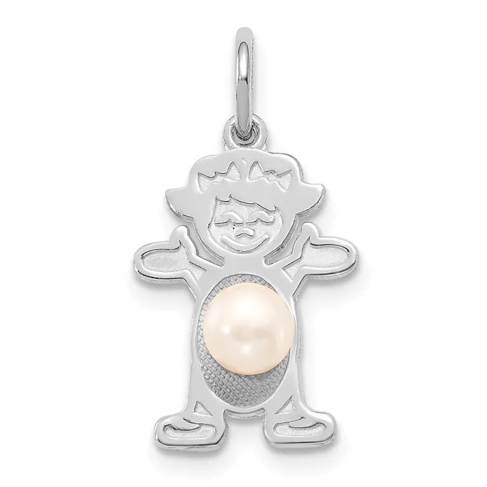14K White Gold Girl 4mm FW Cultured PearlJune TreasureFineJewelers Earrings