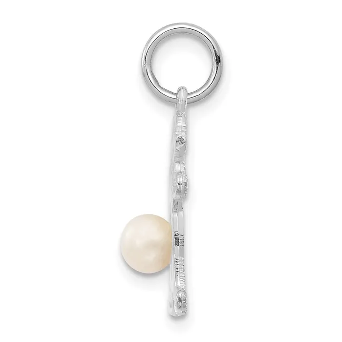14K White Gold Girl 4mm FW Cultured PearlJune TreasureFineJewelers Earrings