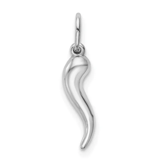 14k White Gold Hollow Italian Horn Pendant TreasureFineJewelers Necklaces 14k White Gold Hollow Italian Horn Pendant TreasureFineJewelers Necklaces