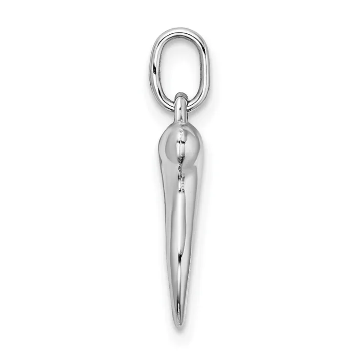 14k White Gold Hollow Italian Horn Pendant TreasureFineJewelers Necklaces