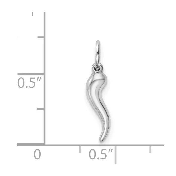 14k White Gold Hollow Italian Horn Pendant TreasureFineJewelers Necklaces