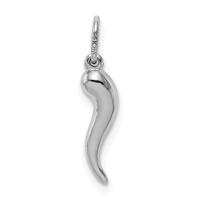 14k White Gold Hollow Italian Horn Pendant TreasureFineJewelers Necklaces
