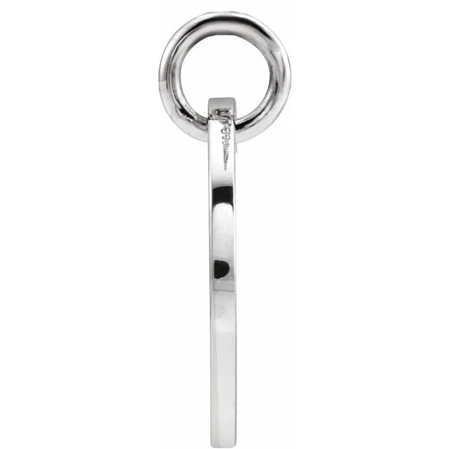 14K White Gold Initial L 10 mm Disc Pendant TreasureFineJewelers Necklaces