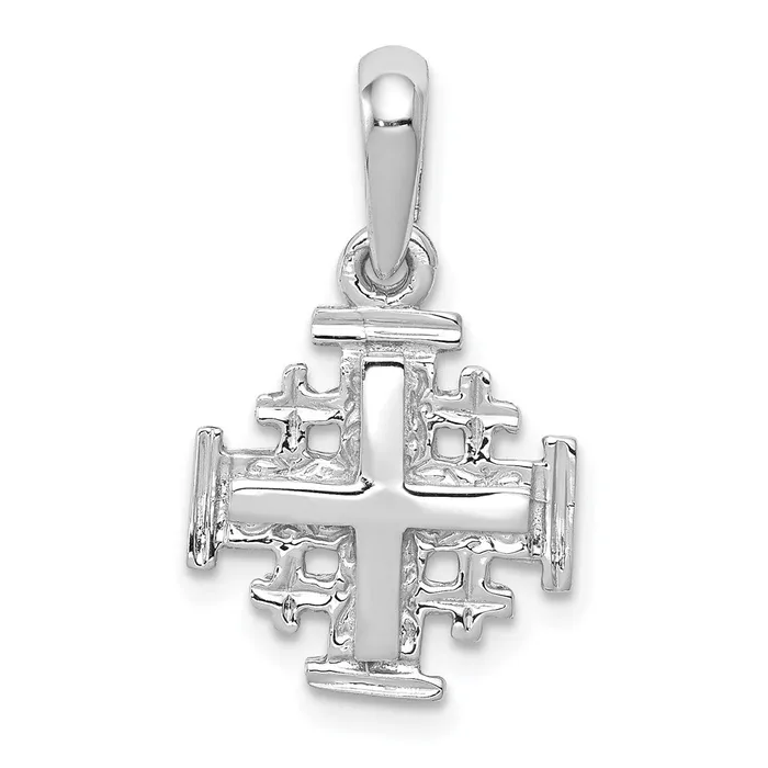 14k White Gold Jerusalem Cross Charm TreasureFineJewelers Charm Necklaces