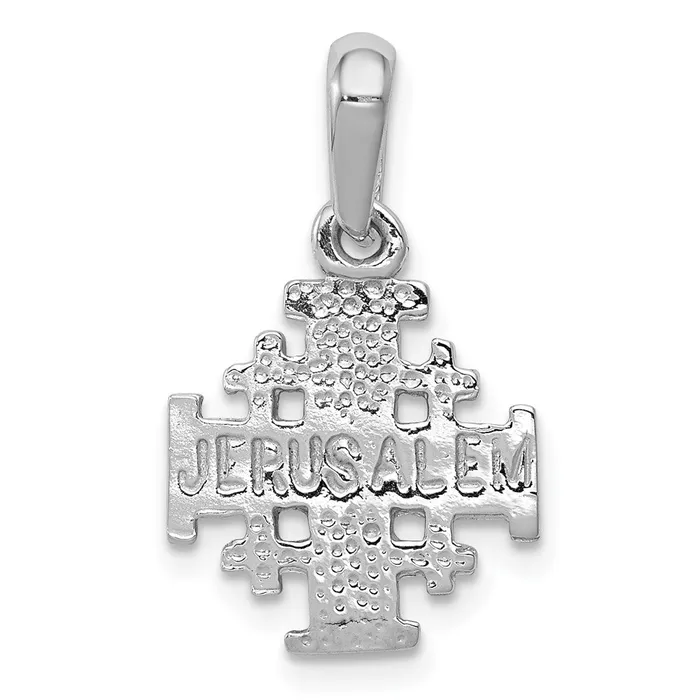 14k White Gold Jerusalem Cross Charm TreasureFineJewelers Charm Necklaces