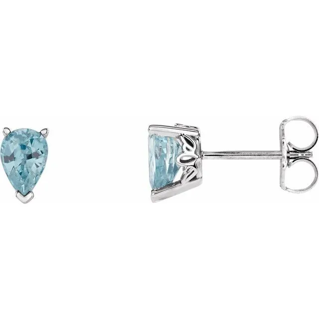 14K White Gold Natural Blue Zircon Earrings TreasureFineJewelers Earrings