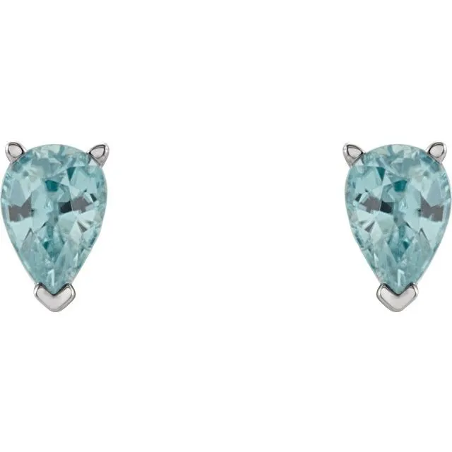 14K White Gold Natural Blue Zircon Earrings TreasureFineJewelers Earrings