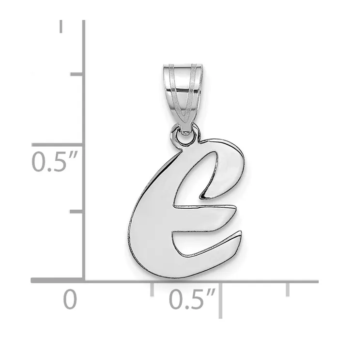 14k White Gold Polished Script Letter E Initial Pendant TreasureFineJewelers Necklaces