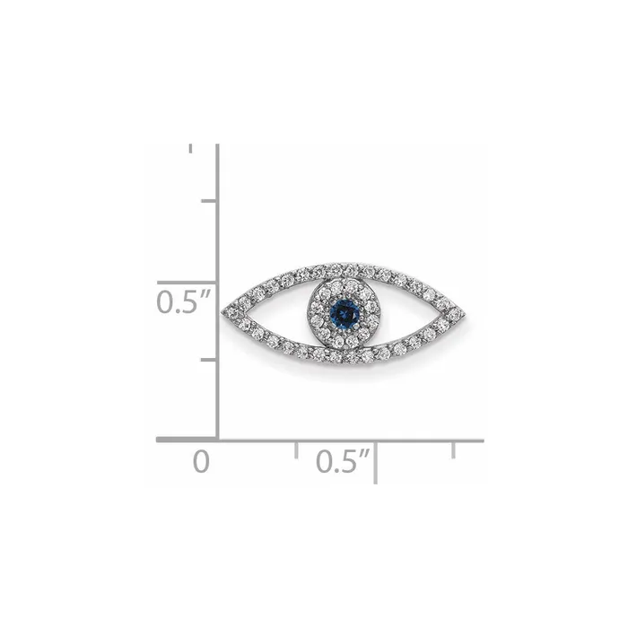 14k White Gold Small Diamond and Sapphire Evil Eye Pendant TreasureFineJewelers Necklaces